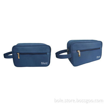 Men cosmetic bag, made of nylon, front zipper pocket and side handle